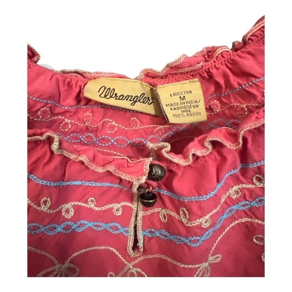 Wrangler Vintage Off The Shoulder Embroidered Western Cowgirl Dress Size Medium - Picture 4 of 4